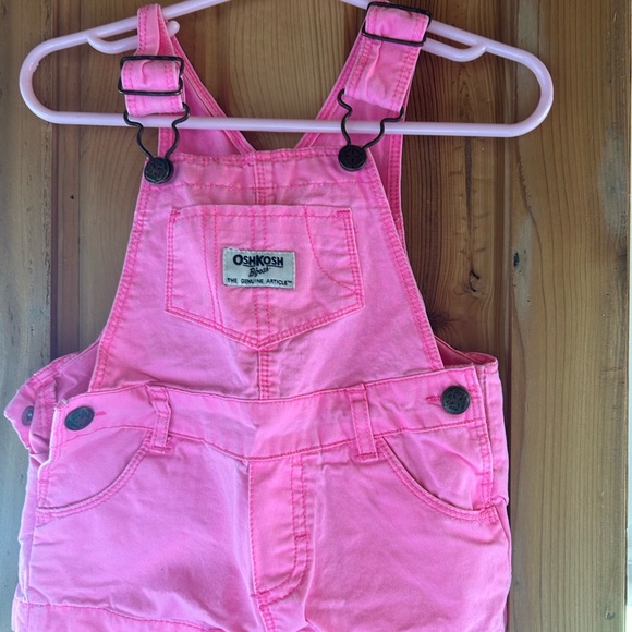 OshKosh B'gosh Bright Pink Kids Overalls - Picture 1 of 3